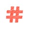 Red scribble hashtag icon