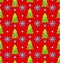 Red seamless Christmas pattern green fir