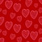 Red seamless pattern of decorative hand-drawn hearts