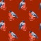 Red seamless pattern. Hand drawn aquarelle bullfinches on red berries