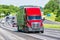 Red Semi Truck on Interstate Highway