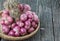 Red shallot in basket