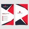 Red shape id, corporate and visit card. Elegant name card templates. Modern creative business card with abstract shapes. Vertical
