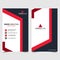 Red shape id, corporate and visit card. Elegant name card templates. Modern creative business card with abstract shapes. Vertical