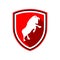 Red Shield Standing Bull Badge Symbol Design