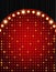 Red shine mosaic background with black curtain. Design for presentation, concert, show