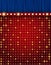 Red shine mosaic background with blue curtain. Design for presentation, concert, show