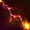 Red shining cosmic plasma vector lightning