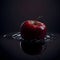 Red shiny apple on a water spread table ai generated.