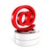 Red shiny at e-mail symbol on white