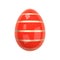 Red Shiny Easter Egg with Gold Stripes. Image of a glossy red-gold egg isolated on a white background. 3D vector illustration