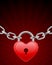 Red shiny heart lock shape on chain