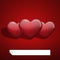 Red shiny hearts width paper banne