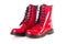 Red Shiny leather shoes. Shining boots isolated