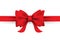 Red shiny satin bow and ribbon realistic vector illustration isolated on white background