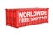 Red Shipping Cargo Container with Worldwide Free Shipping Sign