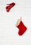 Red shoe and christmas stocking