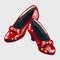 Red shoes with bow made from rubies