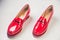 Red shoes, stylish patent leather shoes