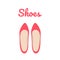 Red shoes top view. Women`s classical shoes