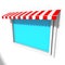 Red shop awning sunshade mockup for shop and restaurant
