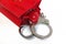 Red shopping bag with gag and handcuff