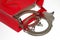 Red shopping bag with handcuff