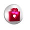 Red Shopping bag with heart icon isolated on transparent background. Shopping bag shop love like heart icon. Happy