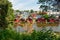 Red Shore Houses and Porvoo River in Summer