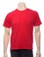 Red shortsleeve cotton tshirt on a mannequin isolated