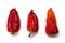 Red shriveled pepper on a natural white background