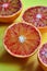 Red Sicilian Moro oranges, juicy Mediterranean fruit, fruit with vitamin C, red oranges, cut citrus