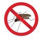 Red sign ban mosquito. Stop mosquito insect. Vector illustration