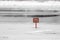 Red sign dangerously thin ice without inscription Snowtime danger red