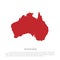 Red silhouette of continent Australia on a white background. Detailed map