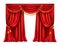 Red silk curtain with lambrequin realistic vector