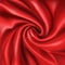 Red silk fabric with creases realistic vector