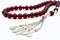 Red and silver beads sequenced, short rosary, tespih tesbih