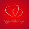 Red simple Happy Valentines day card with two heart