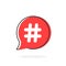 Red simple thin line hashtag icon