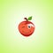 Red simple winking character cartoon apple. Cute smiling apple icon isolated on green background