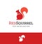 Red sitting squirrel logo for business, organization or websites.