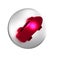 Red Skateboard icon isolated on transparent background. Extreme sport. Sport equipment. Silver circle button.