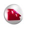 Red Skateboard stairs with rail icon isolated on transparent background. Silver circle button.