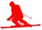 Red Skier Flat Icon on White Background