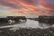 Red Skies at  Johnshaven Harbour Aberdeenshire, Scotland UK