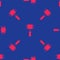 Red Sledgehammer icon isolated seamless pattern on blue background. Vector