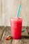 Red Slushie Drink in Plastic Cup with Straws