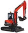 Red small excavator