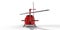 Red small military transport helicopter on white isolated background. The helicopter rescue service. Air taxi